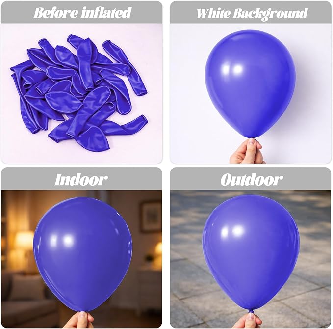 Voircoloria 110pcs Royal Blue Balloons 12inch Blue Latex Party Balloons for Graduation, Wedding, Birthday, New Year, Baby Shower, Anniversary, Baseball, Nautical Party Decorations