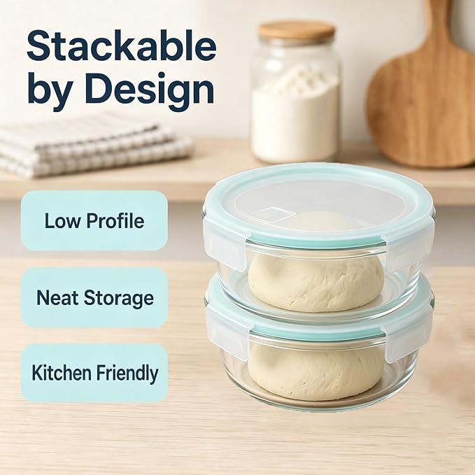 2 Pack Pizza Dough Proofing Basket, Proofing Box with Clear Airtight Lid, Food Storage Container for Bread, Fermentation Storage for Sourdough, Ideal for Daily Baking and Kitchen Organization