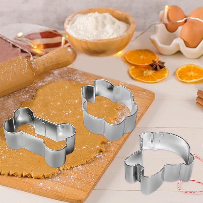 9 PCS Dog Cookie Cutters Set, Assorted Dogs Shape Stainless Steel Metal Cookie Cutters, Bone Dog Paw Corgi Labrador Shape Cookie Cutter Molds for Dog Theme Party Homemade Treats Baking