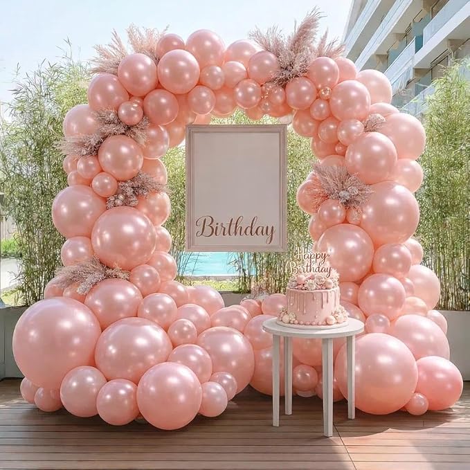 Pink Balloon Garland Double Stuffed Dusty Rose Blush Pink Balloons Different Sizes 18/12/5in Pearl Balloon Arch Kit for Birthday Wedding Bridal Baby Shower Mother's Day Party Decor