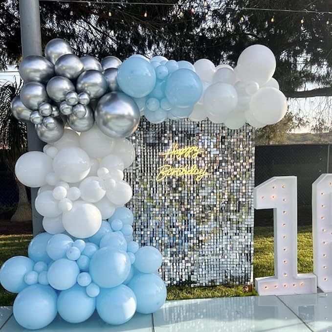120pcs Light Blue Balloon Arch Kit, 18 12 10 5 inch Pastel Baby Blue Latex Balloons Different Sizes Balloon Garland for Graduation Baby Shower Gender Reveal Birthday Party Decorations