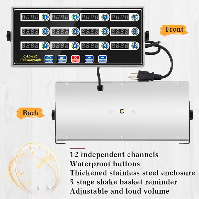 Relaxweex 2 Pack Digital Kitchen Timer, Commercial Cooking Timer with Loud Alarm, Large LCD Display, for Restaurants, Baking, Labs, Multiple Independent Countdown Timers (12 Channel)