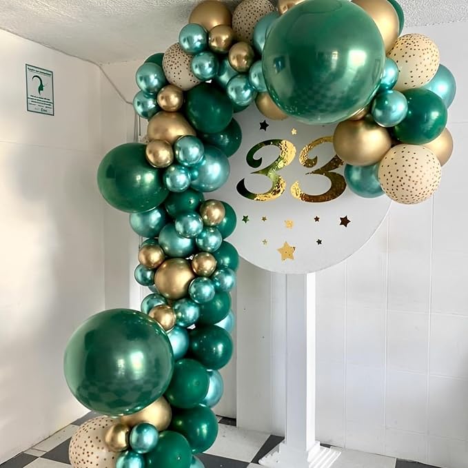 Voircoloria 90pack Dark Green Balloons Different Size 18/12/10/5 Inch Green Balloon Garland Arch Kit for Birthday, Graduation, St. Patrick's Day, Christmas, Baby Shower, Dinosaur Party Decorations