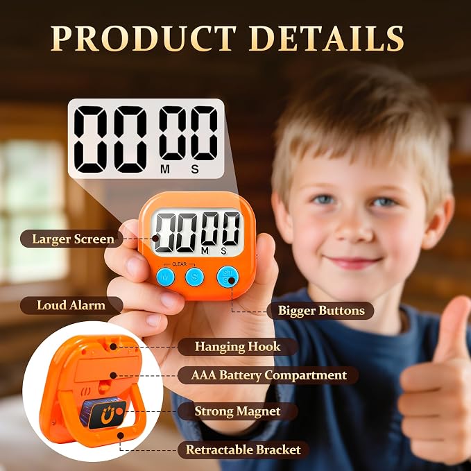 24 Pack Digital Kitchen Timer Small Classroom Timers for Kids Teachers (Orange&Green)