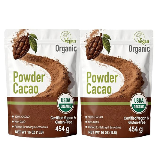 452g/2pack, (2 lbs - 32 Oz), Extra Dark Chocolate Cocoa Powder - Dutch Process, Unsweetened for Baking Cakes & Making Hot Cocoa, Velvety Rich Flavor