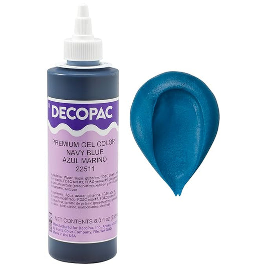 DecoPac Premium Gel Food Coloring | Navy Blue Food Coloring For Baking | 8oz | Color Buttercream, Fondant, Frosting & Piping Gel, Food Safe, Highly Concentrated Gel, 8 oz - Navy Blue
