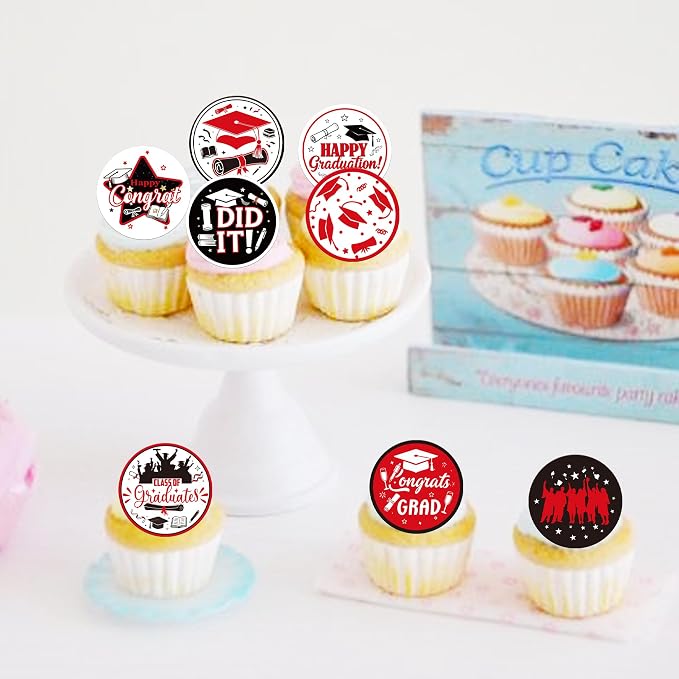63 PCS Edible 2026 Graduation Cupcake Toppers Diploma Congrats Grad Cap Cupcake Picks Edible Class of 2026 Cake Decorations for 2026 High School/College Graduation Theme Party Supplies Dark Blue