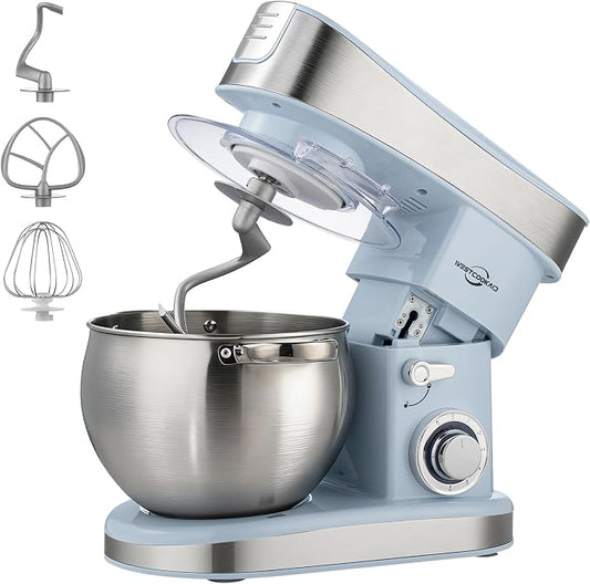 Stand Food Mixer, 6.3 Qt Stand Mixer, 400W 6-Speed with Pulse Tilt-Head, Kitchen Electric Mixer with Stainless Steel Bowl, Dough Hook, Whisk, Beater, Household Stand Mixer for Baking, Blue