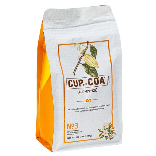 Cup of Coa No. 3 Sensuously Navel | Gourmet Dark Chocolate & Orange Hot Cocoa Mix | Just Add Water | Rich, Silky Smooth & Creamy | Luxury Hot Chocolate | Made in USA (2 Pound Bag)