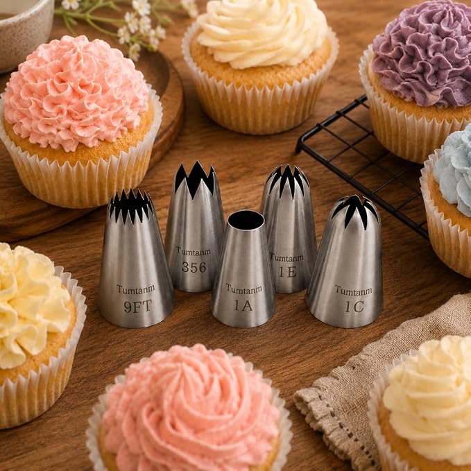 Piping tips large Cake Decorating tools, 5 pack Cake piping Nozzles Tips Kit - DIY Icing Nozzle Tool for Cupcakes