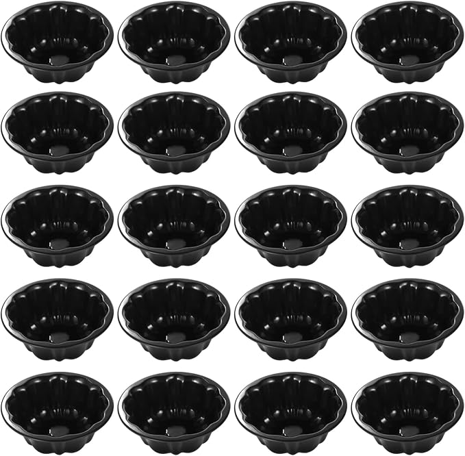 Homaisson 20PCS Mini Fluted Tube Pan, 4.5Inch Carbon Steel Mini Cake Molds, Nonstick Reusable Oven Baking Mold for Cupcake, Bread, Bavarois, Brownie