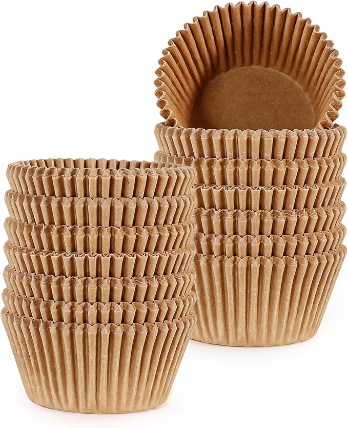 Caperci 300pcs Standard Cupcake Muffin Liners for Baking - Odorless Greaseproof Paper Muffin Baking Cups for Wedding Birthday Party Baby Shower Festivals (Natural)