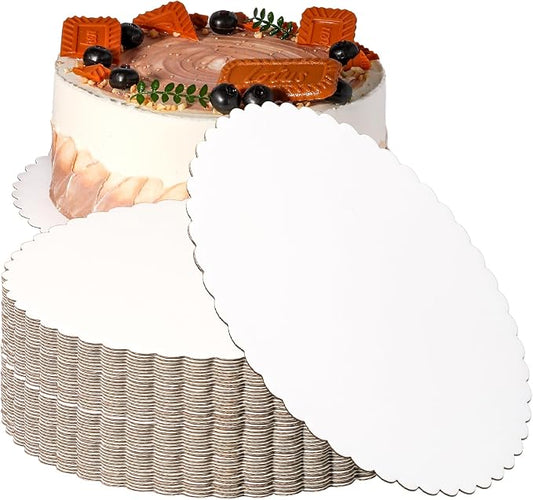 Fit Meal Prep 20 Pack 12 Inch Round White Cake Boards, Disposable Pizza Circles, Pan Base Stand for Desserts and Pastries, Greaseproof Cardboard Rounds for DIY, Birthday
