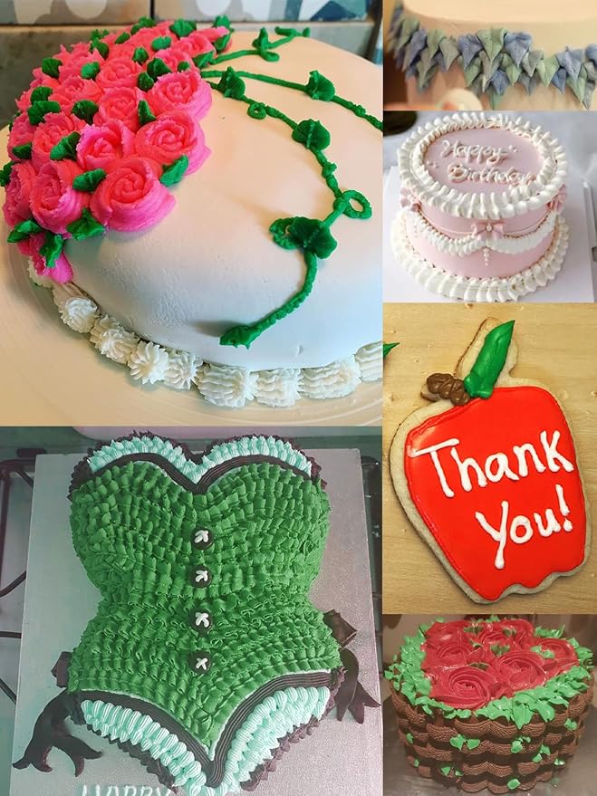 Russian Leaf Piping Tip Set,#65 66 67 68 70 74 352 Icing Tips for Leaves,Ruffles,Petals,Smal Leaf Decorating Tips wth Standard Plastic Coupler,8 Pcs