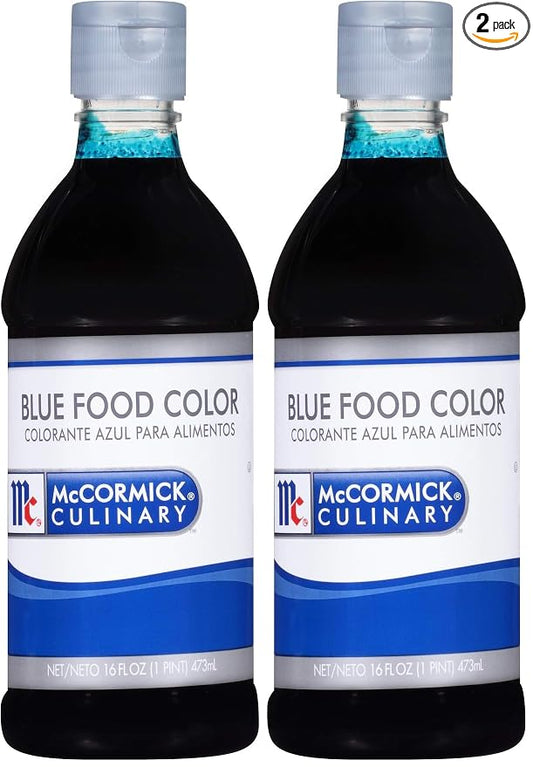 McCormick Culinary Blue Food Coloring, 16 fl oz - One 16 Fluid Ounce Bottle of Blue Food Coloring Liquid to Add Color to Cakes, Cookies, Icings and Fillings (Pack of 2)