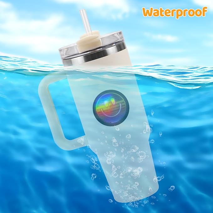 50PCS Smiling Neon Holographic Stickers, Cute Water Bottle Stickers for Kids, for Teaching Rewards, Notebooks, Stationery, Luggage, Cartoon PVC Happy Neon Stickers