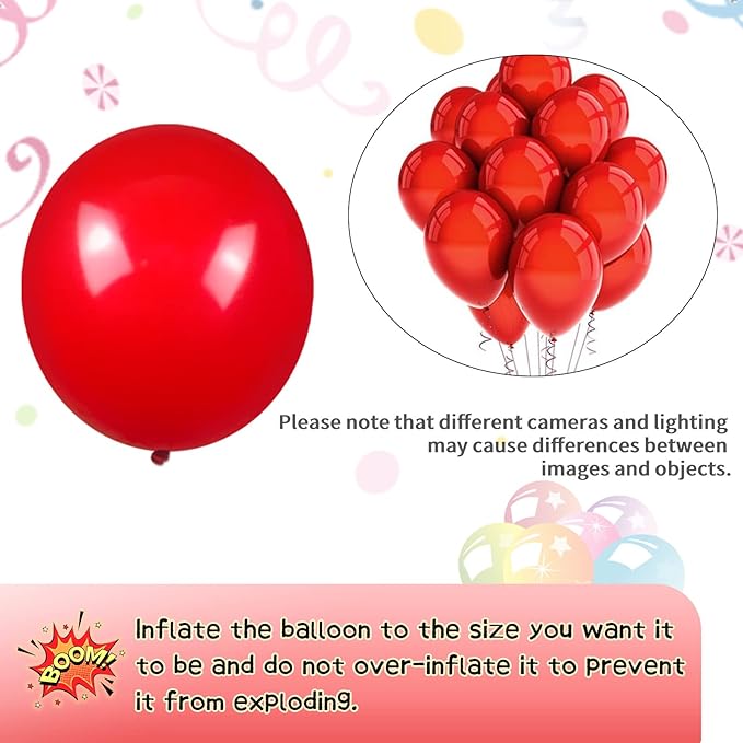 KAWKALSH Red Balloon Arch Kit 111Pcs Different Sizes 18 12 5 Inch Latex Balloons Garland for Birthday Graduation Bachelorette Cherry Casino Movie Theme Party Decorations