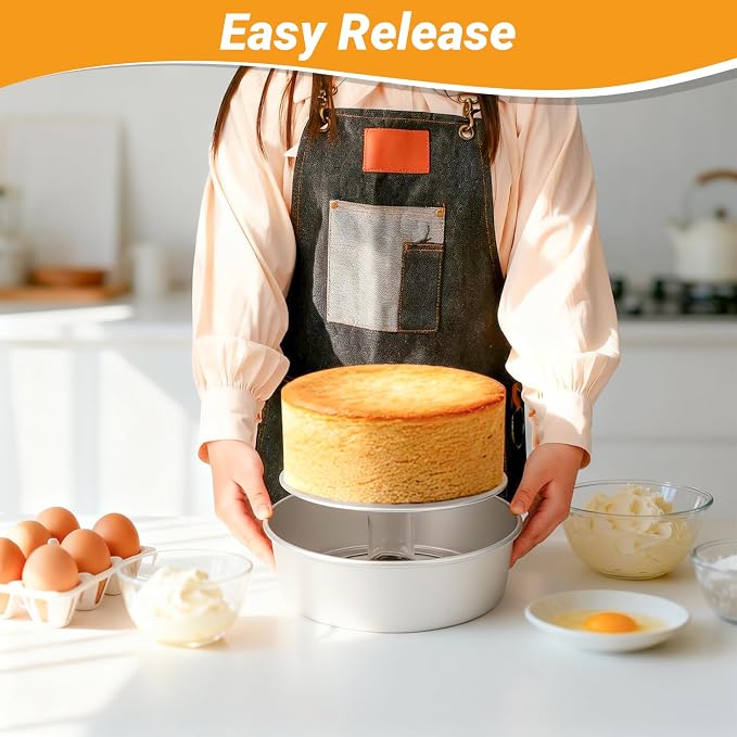 Beasea Round Cake Pans, 2 Pack 10 Inch Aluminum Alloy Large Cheesecake Pan with Removable Bottom, Layer Cake Tin Mold for Baking Oven