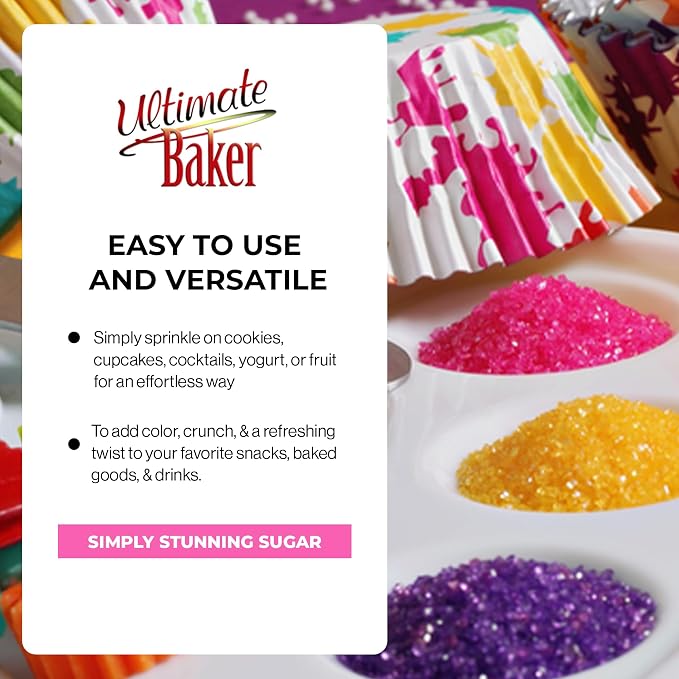 Ultimate Baker Flavored Sanding Sugar - Burst of Flavor & Color for Cakes, Cookies & More, All-Natural, Perfect for Baking & Decorating or as a Flavored Coffee Sugar (Strawberry-Kiwi)