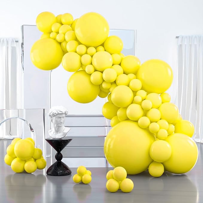 PartyWoo Yellow Balloons 127pcs Different Sizes of 18 12 10 5 Inch Matte Yellow Latex Balloon Arch Kit Garland for Easter Bee Baby Shower Sunflower Birthday Graduation Party Decorations Yellow-Y55