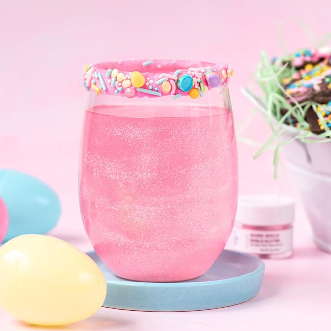 Sweets Indeed Pink Edible Glitter – Valentines Day Food-Grade Drink & Baking Shimmer for Cocktails, Beverages, Cakes & Desserts – 4 gram jar