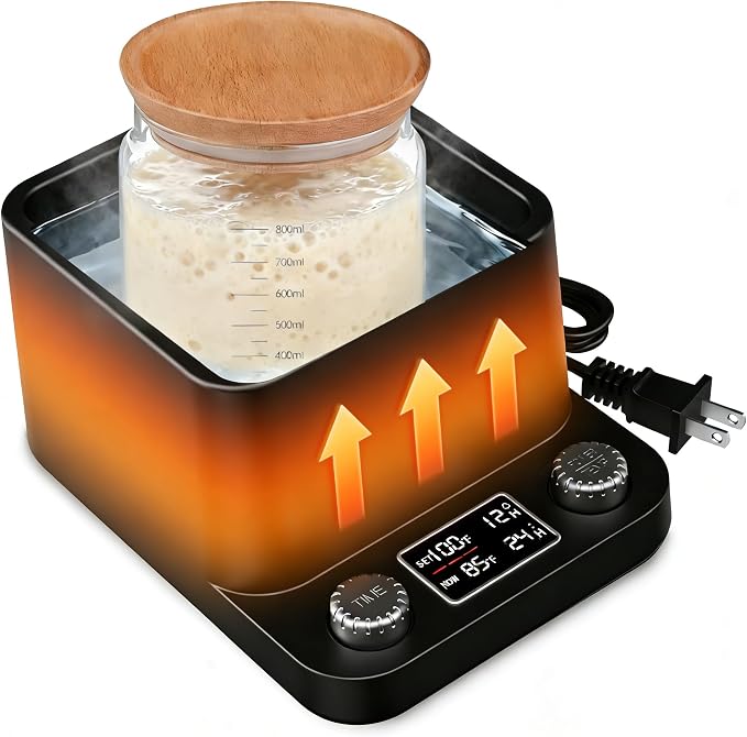 MYMULIKE Sourdough Starter Warmer - Water Bath Warming with Timer and Precise 1°F Control (70-104°F), Even Heating, Improve Fermentation Success Rate, Ideal for Yeast Cultivation & Home Baking