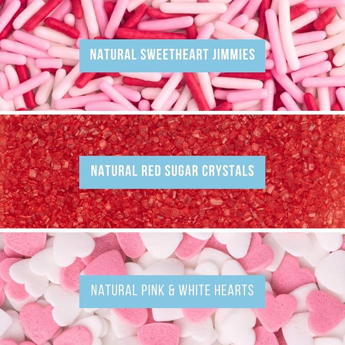 Sweets Indeed Sprinkles, 4 Pack, Edible Sprinkle Mix, Perfect for Cake Decorations, Baking, Ice Cream, Cookies, Cupcake Topper (Dye Free Sweetheart)