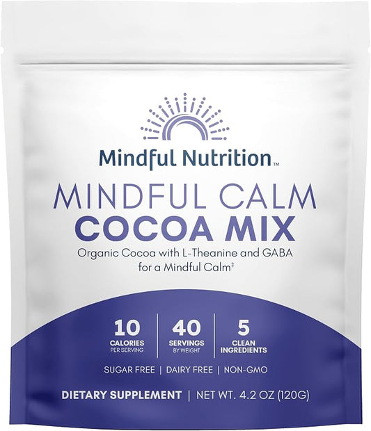 Mindful Nutrition Mindful Calm Sugar Free Hot Chocolate Mix - 40 Servings - Anti-Stress Drink Mix Powder Sleepy Cocoa Nighttime Relaxation Natural Sleep Aid