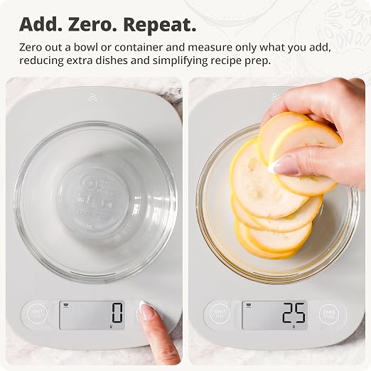 Greater Goods Food Scale – Digital Kitchen Scale, 1g Precision, Easy-Tare & Quick Conversion, Slim Compact Design, Durable & Portable | Ideal for Cooking, Baking & Meal Prep (Ash Gray)