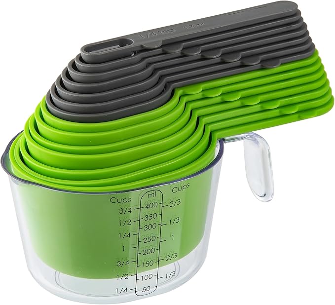 15-Piece Magnetic Measuring Set with Measuring Cup, Multi-Size Spoons & Cups for Baking & Cooking