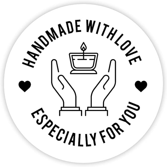 Andaz Press Round Small Business Sticker Labels, 120-Pack, Candle Handmade with Love, Especially for You, Candle Making Handmade Stickers for Packaging, Product Labels for Small Business