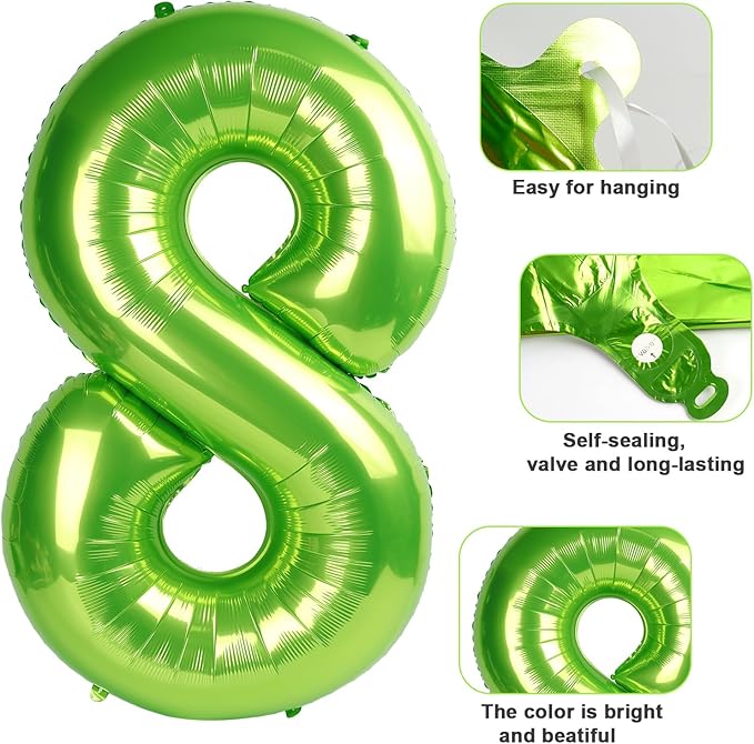 40 Inch Large Numbers Balloon, 4 Light Green Ballon for 4th 14 40 44 Birthday Party, Balloon 4 Number for Graduations Wedding Supplies