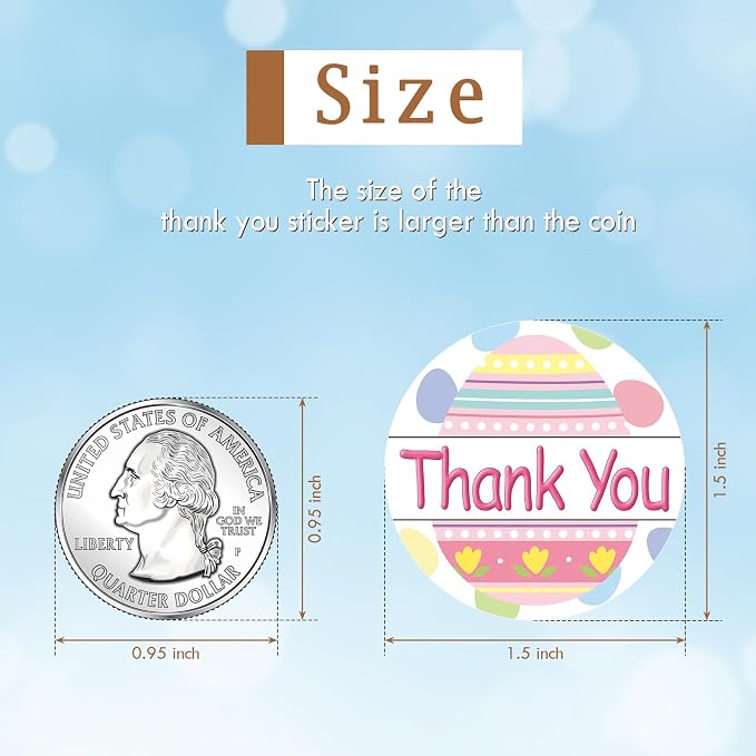 Heyfibro 500 PCS 1.5 Inch Thank You Stickers for Small Business, Baking, Gifts, Envelopes, Easter Decorations (Egg 1)