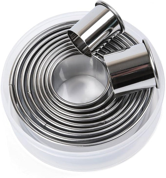 11 Pieces Metal Cookie Cutter Set, Round Cookie Cutters, Stainless Steel Circle Biscuit Pastry Cutters, Assorted Sizes
