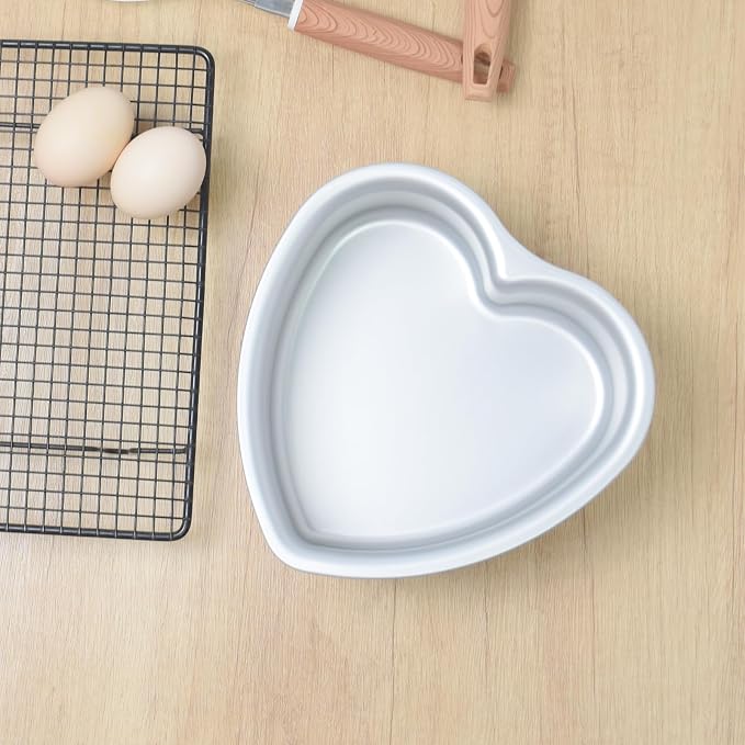 7 x 3 Inch Heart Shaped Cake Pans Set of 2, Aluminum Heart Cake Tin, Baking Cake Pan for Wedding, Party, Family Occasions, Chocolate, Bread. (Heart, 7 × 3 Inch Heart Cake Pan)