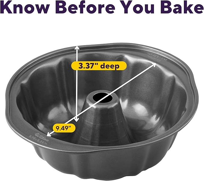 Wilton Gold Non-Stick Fluted Tube Cake Pan - Great for Cakes & Desserts - Cold-Rolled Steel Bakeware - Made without PFAS - Packaging May Vary - 9.49 x 3.37 Inches