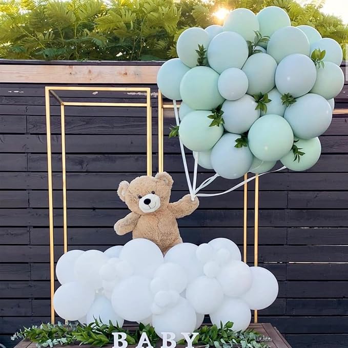 Voircoloria 130pcs Mint Green Balloons Different Sizes 18" 12" 10" 5" Pastel Light Green Balloons for Boys Girls Birthday Baby Shower Gender Reveal Wedding Decorations