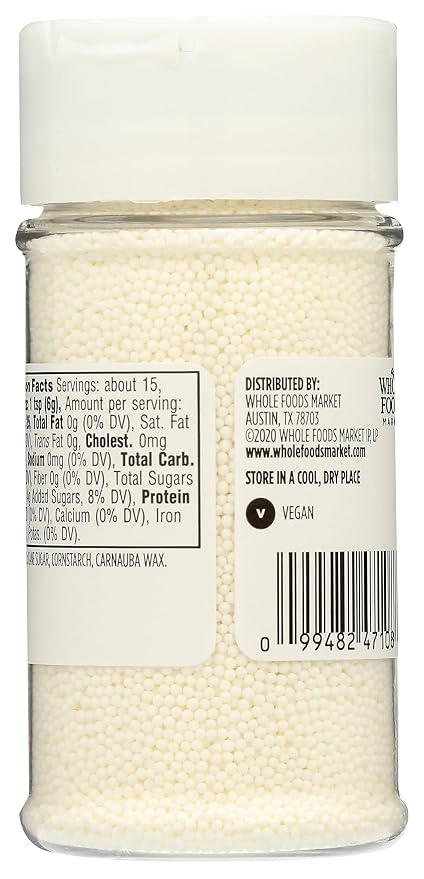 365 by Whole Foods Market, White Nonpareils Sprinkles, 3.15 Ounce (Pack of 2)