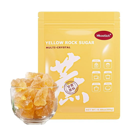 Mkostlich Medium-Sized Yellow Rock Sugar, Rock Sugar for Pho, 10.58oz/300g 黄冰糖