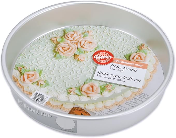 Wilton Aluminum Bakeware Round Tiered Cake Pan - Made from Natural Anodized Aluminum - Durable Cake Pan with Even Heat Distribution - Reduces Over-Baking - 10 x 2 Inch(Pack of 3)
