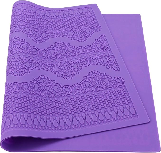 Beasea Fondant Lace Mold, Silicone Lace Mould for Cake Decorating Molds Silicone Shapes Border Decoration, Fondant Impression Mat Purple for Chocolate Sugar Sugarcraft Candy Cupcake Baking Embossing