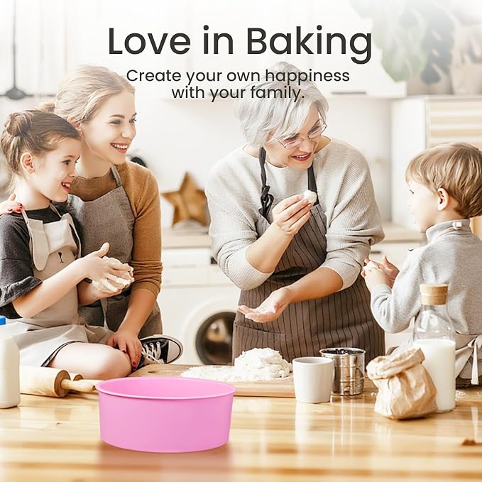 6 Inch Silicone Round Cake Pan, 2 Pcs Silicone Cake Pans, Nonstick Baking Mold BPA Free Dishwasher Safe, Great for Layer Cake, Cheese Cake, Chocolate Cake