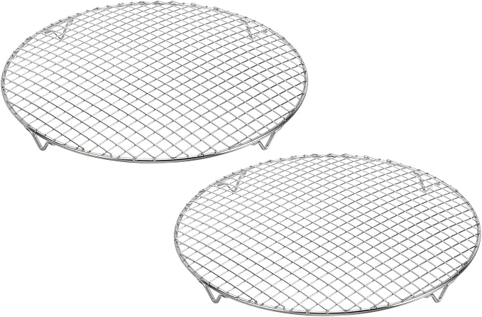 uxcell 2 Pcs Round Cooking Rack 13 Inch Dia Stainless Steel Wire Cooling Steamer Rack for Baking Canning Cooking Roasting Cooling Grilling Drying, Silver