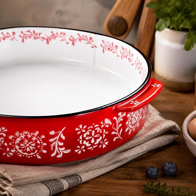 Covzoe 2 Pack Ceramic Baking Dish, 9 Inch Non-Stick Pie Pan with Double Handle, 44 Oz Deep Round Pie Plate Bakeware for Apple Pies, Quiche, Thanksgiving, Housewarming Gift