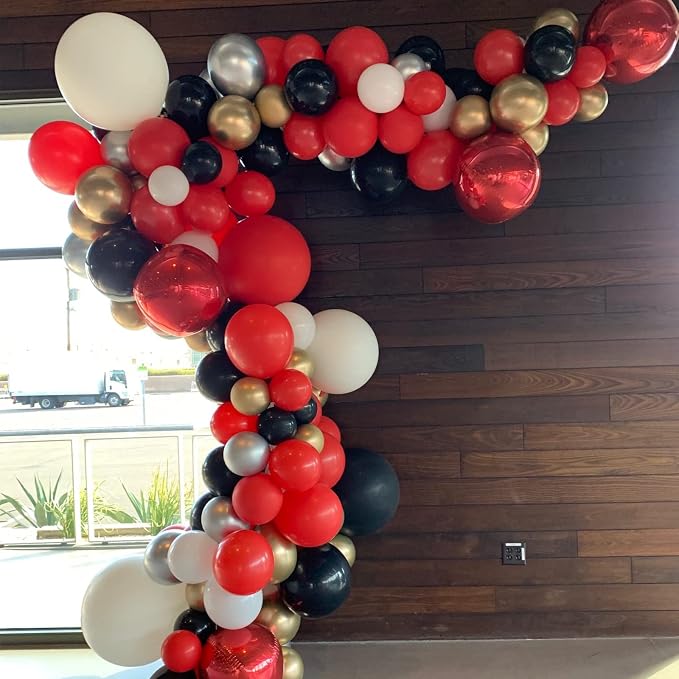 Voircoloria 130pcs Red Balloons Different Sizes 18" 12" 10" 5" Party Latex Balloons for Valentine's Day Birthday Christmas Baby Shower Wedding Anniversary Party Decorations