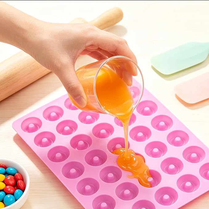 48 Cavity Donut Silicone Gummy Mold Mini Donut Candy Molds For Candy Gummy