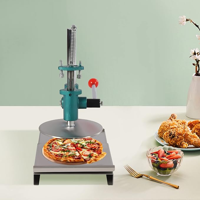 Manual Pizza Dough Press Machine 7.9 Inch Manual Pastry Press with Dual Plates 0.2 Inch Thick Disc 304 Stainless Steel Dough Press Sheeter for Pizza Crust, Meatloaf, Tortilla (7.9 Inch)