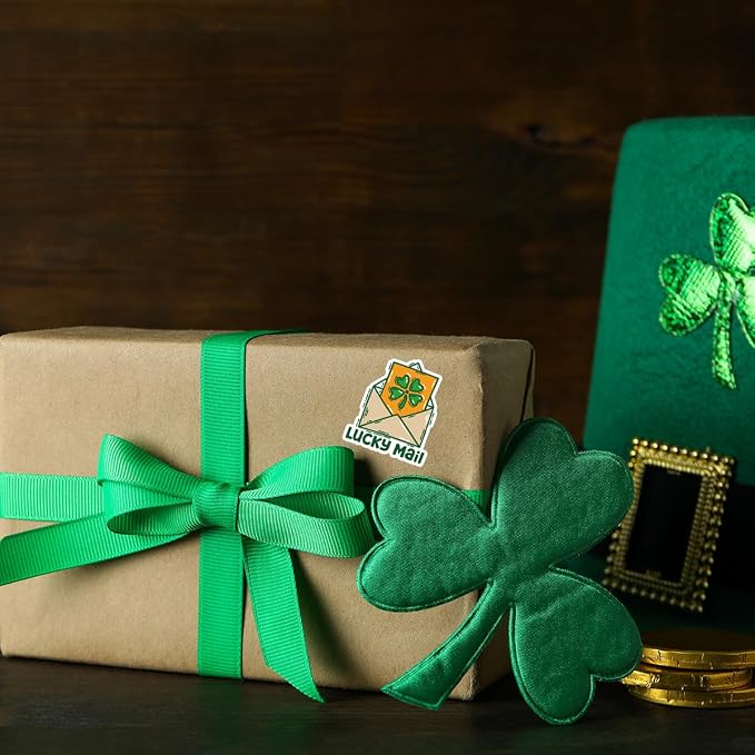 200 PCS St. Patrick's Day Packaging Stickers,Lucky Mail Sticker for Small Business Envelopes Shipping Boxes Gift Packaging