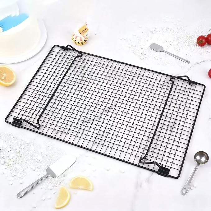 Extra Large Foldable Cooling Rack - Multi-Purpose Baking Cooling Rack for Cakes, Breads, Laptop Stand for Computer Cooling, Grill Rack with Foldable Legs (16.85" x 11.05")