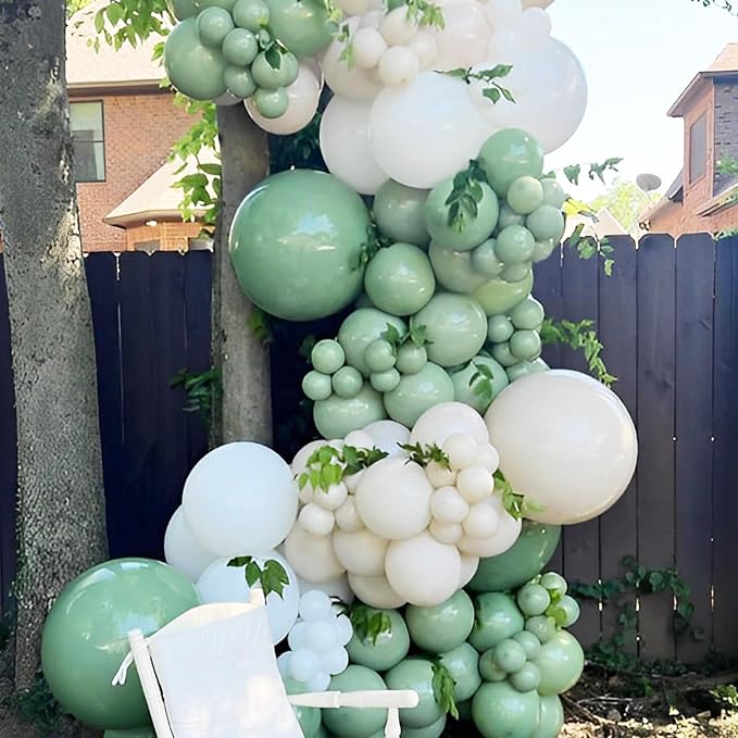 Voircoloria 90pack Sage Green Balloons Different Size 18/12/10/5 Inch Olive Green Balloon Garland Arch Kit for Graduation, Wedding, Birthday, Bridal Shower, Baby Shower, Anniversary Party Decorations
